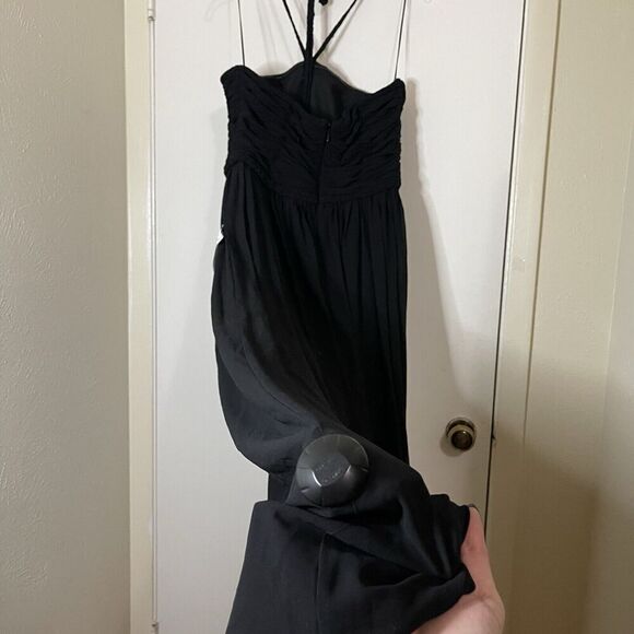 NEW! Dress the Population Aura Bandeau halter high slit chiffon black gown large - Picture 11 of 12